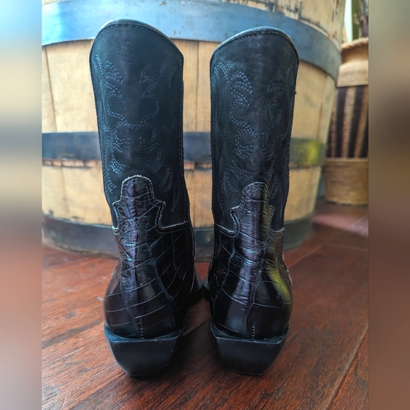 Donald J Pliner Western Couture Collection Black & Brown Cowboy Boots WomenSz 6 - Picture 5 of 17